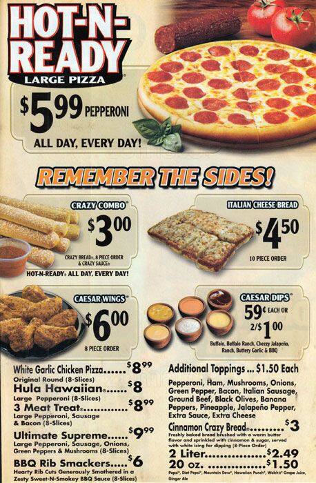 Little Caesars Pizza Menu Menu For Little Caesars Pizza East