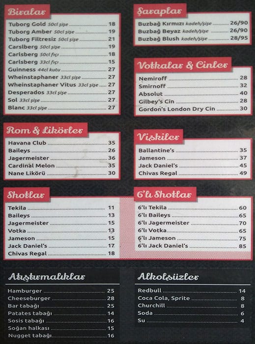 Moby Dick Menu