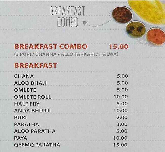 Daily Express Restaurant Menu, Menu for Daily Express Restaurant, Dubai