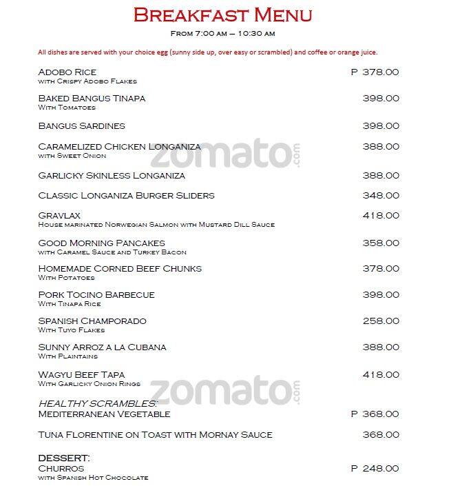 Menu at AK Bistro restaurant, Makati