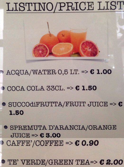 Menu di Souvenir d'Italie 