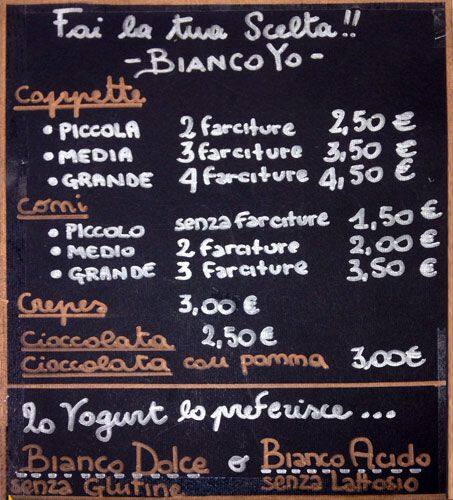 Menu di Bianco Yo 