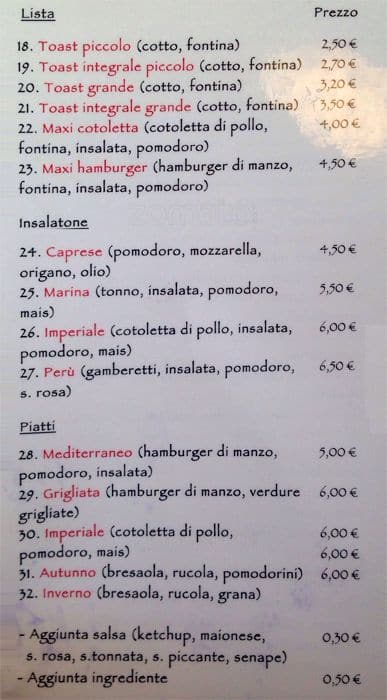 Menu di Girasole Cafè 
