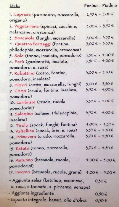 Menu di Girasole Cafè 