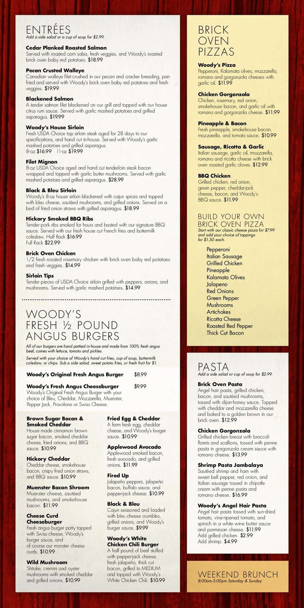 Kona Grill Eden Prairie Mn Menu Menu at Woody's Grille pizzeria, Eden Prairie