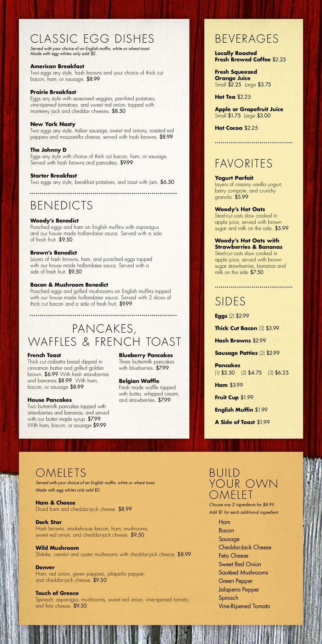 Menu at Woody's Grille pizzeria, Eden Prairie