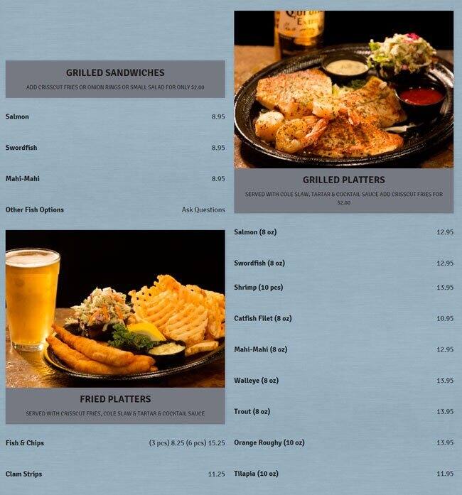 Menu at The Tin Fish restaurant, Newburgh