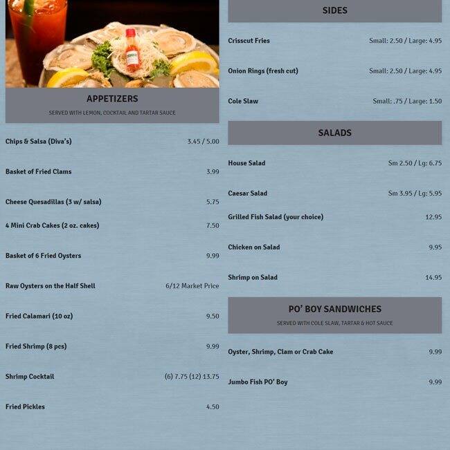 Menu at The Tin Fish restaurant, Newburgh