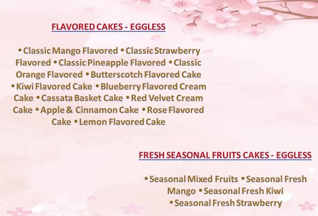Succulence Cakes & Desserts menu