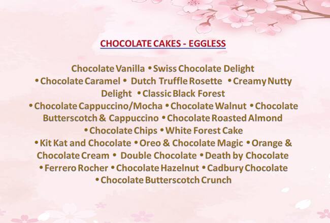 Succulence Cakes & Desserts menu