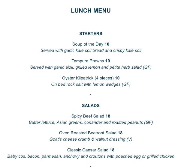 Dock 18 Restaurant Menu, Menu for Dock 18 Restaurant, Docklands