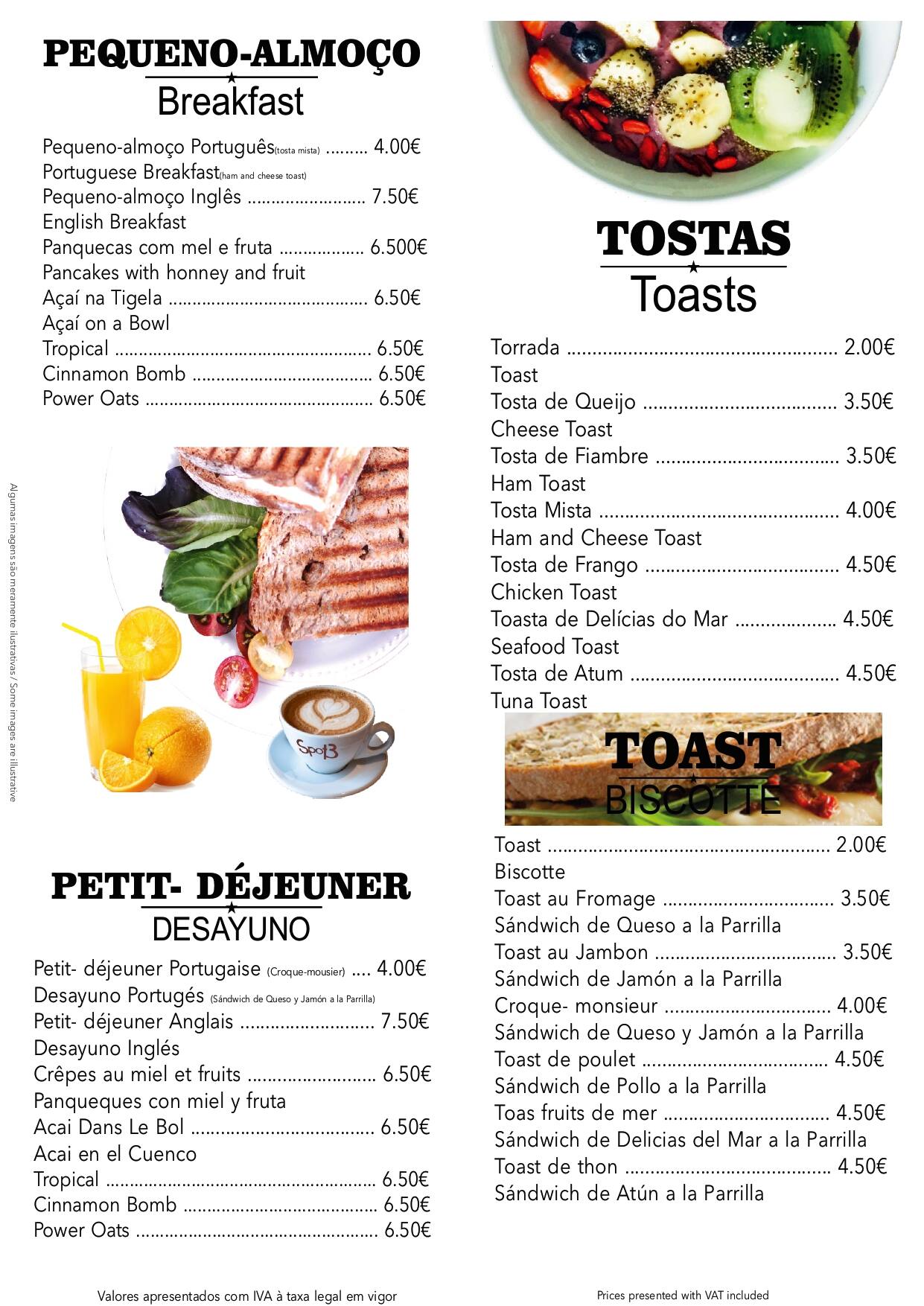 Carta Del Restaurante Spot3 Portimao