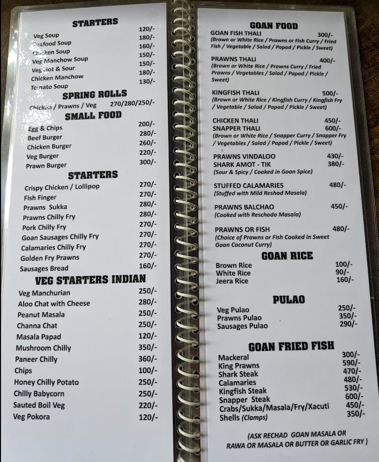 Menu of Fern's By Kate's, Palolem, Goa