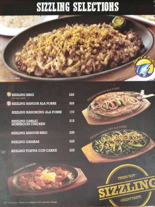 Menu at Gerry's Plus restaurant, Quezon City