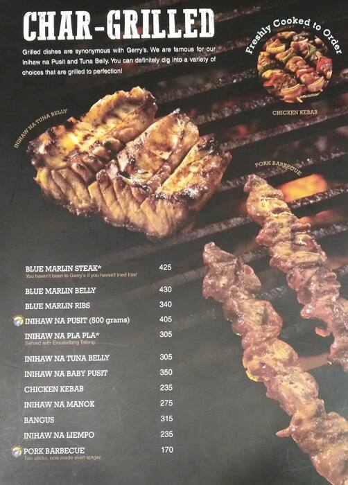 Menu at Gerry's Plus restaurant, Quezon City