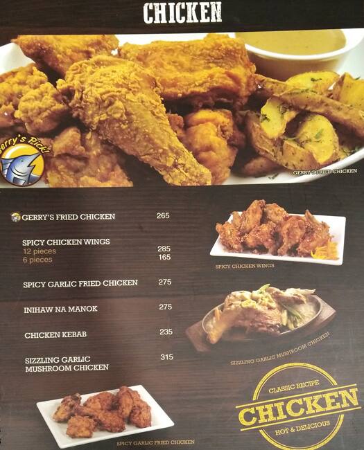 Menu at Gerry's Plus restaurant, Quezon City