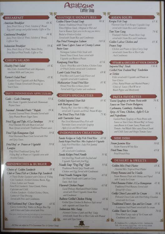 Asiatique Coffee Shop Golden Boutique Hotel Menu Zomato Indonesia Asiatique Coffee Shop Golden Boutique Hotel Menu Zomato Indonesia