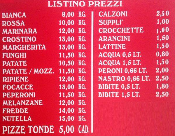 Menu di Magica Pizza 
