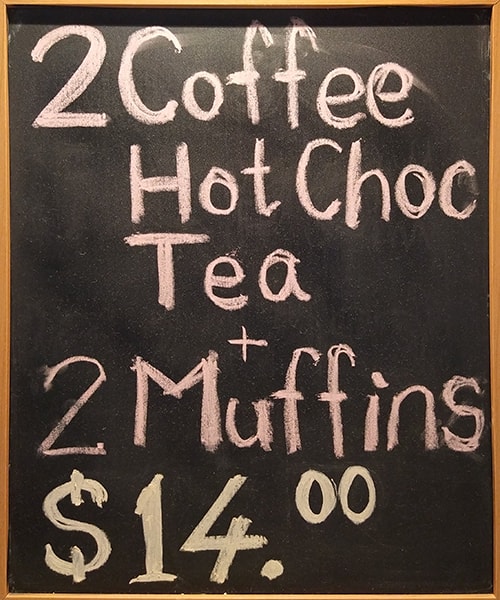 Menu at Muffin Break cafe, Cheltenham, Southland Shopping Centre Shop 131