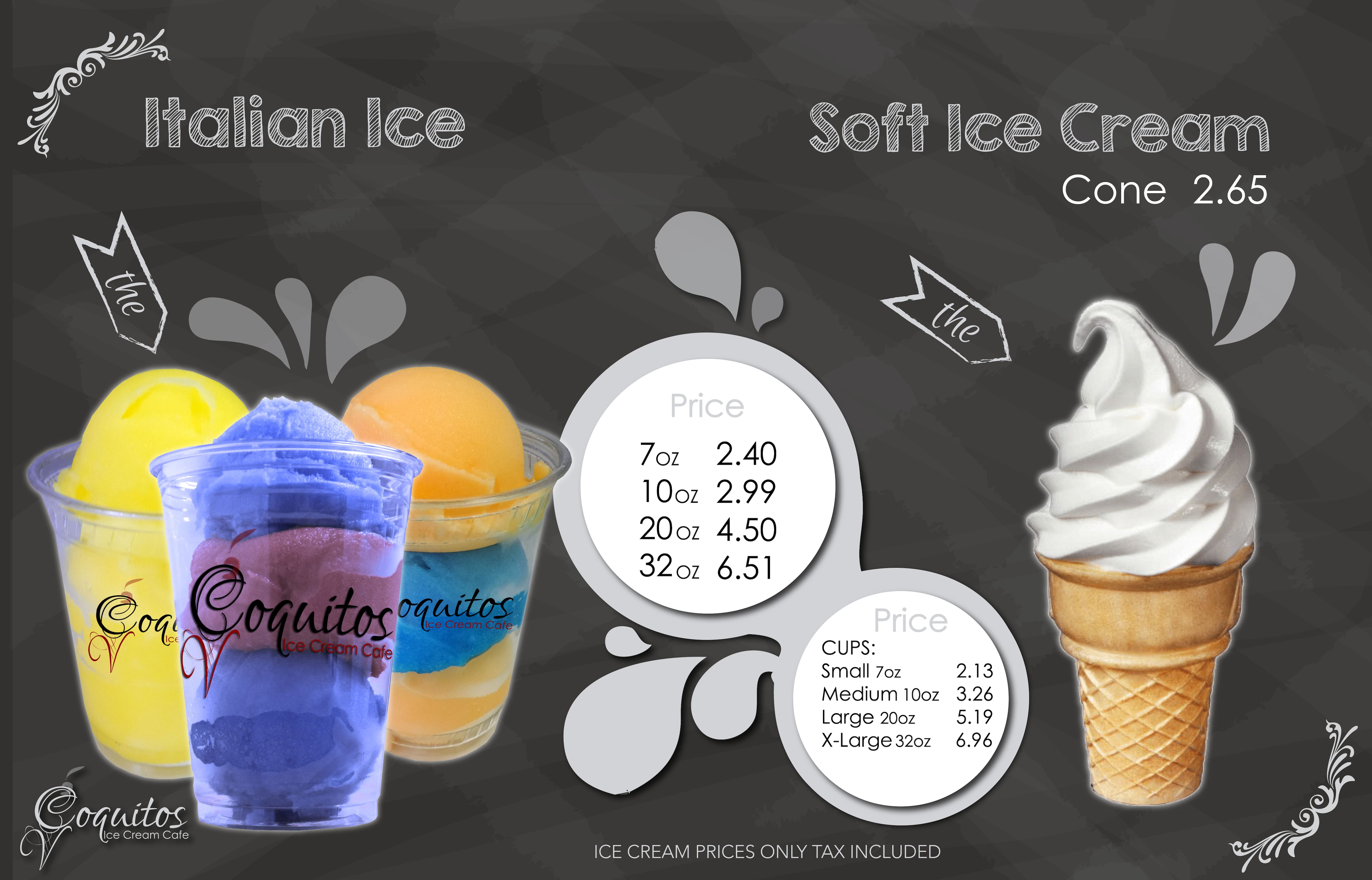 Menu at Coquitos Ice Cream & Cafe Shop Kissimmee, Kissimmee, E Vine St