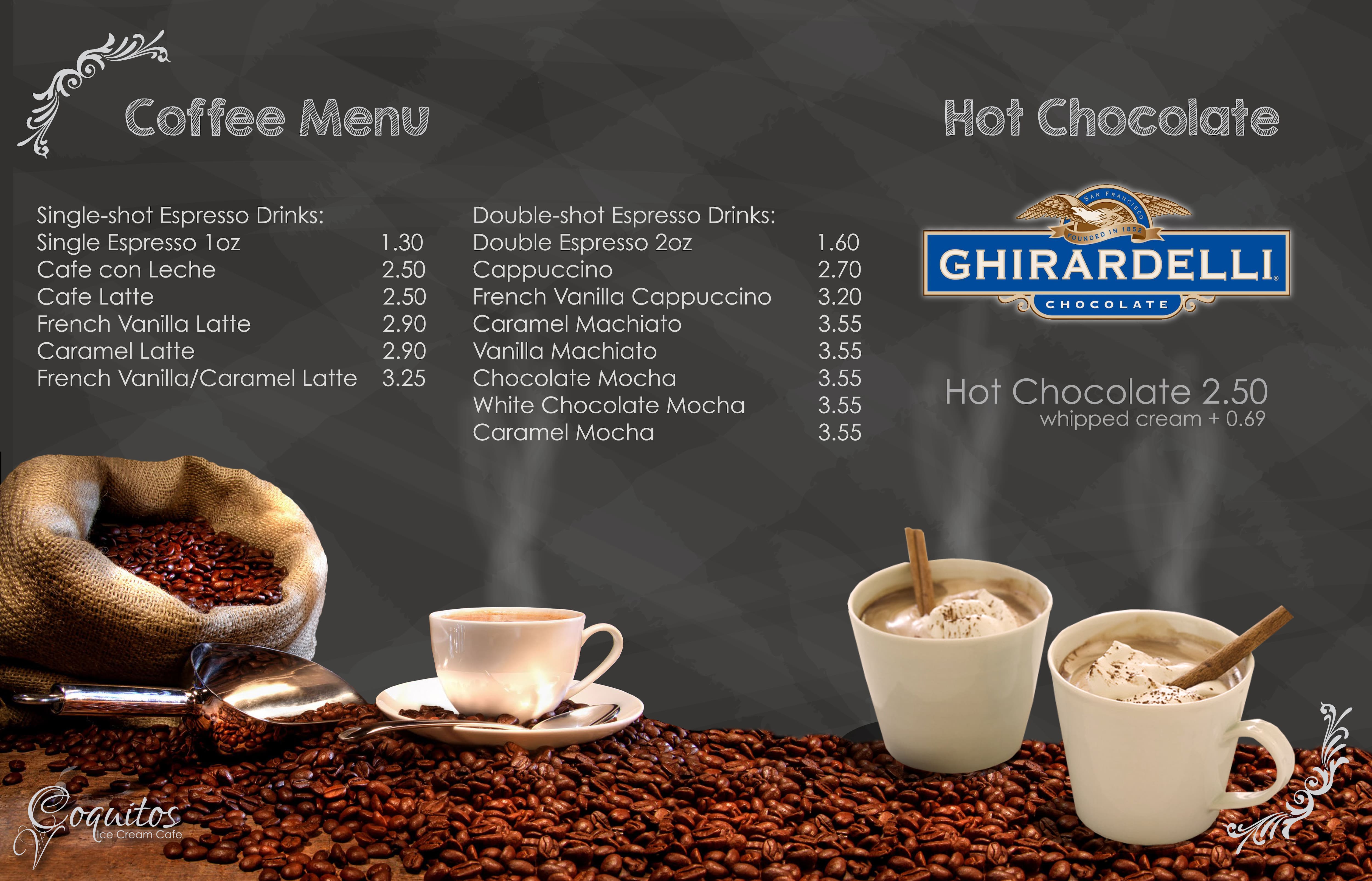 Menu at Coquitos Ice Cream & Cafe Shop Kissimmee, Kissimmee, E Vine St