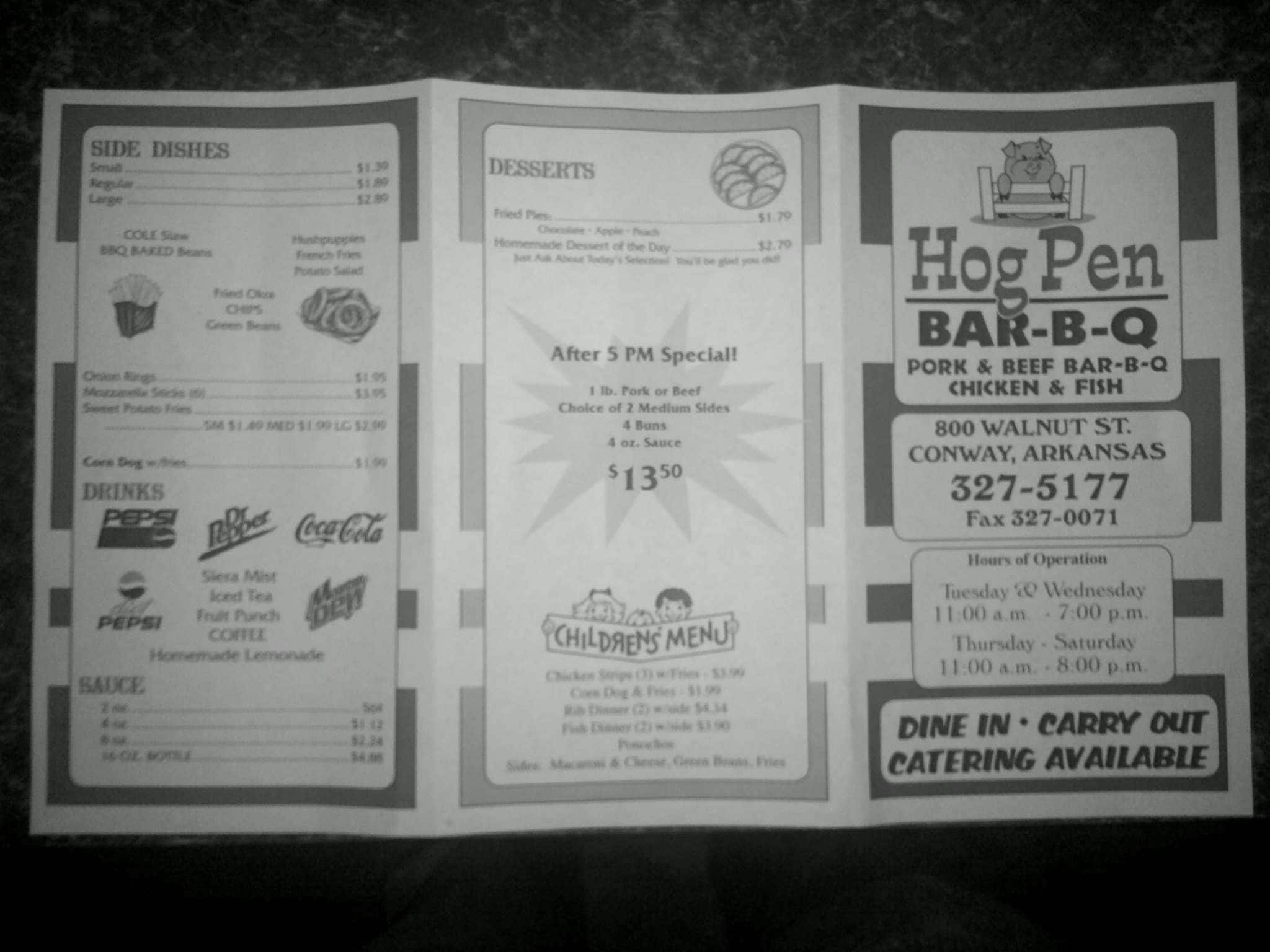 Menu At Hog Pen Bbq Conway menu-at-hog-pen-bbq-conway