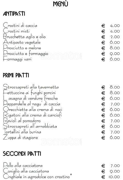 Menu di La Tavernetta Umbra 