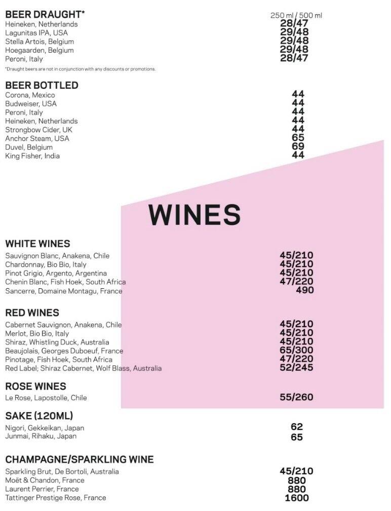 WXYZ Bar Aloft City Centre Deira Menu Zomato