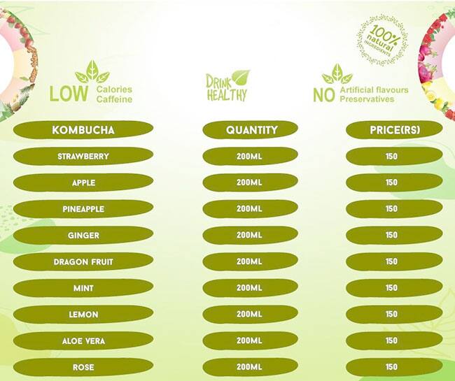 Flying Kombucha menu