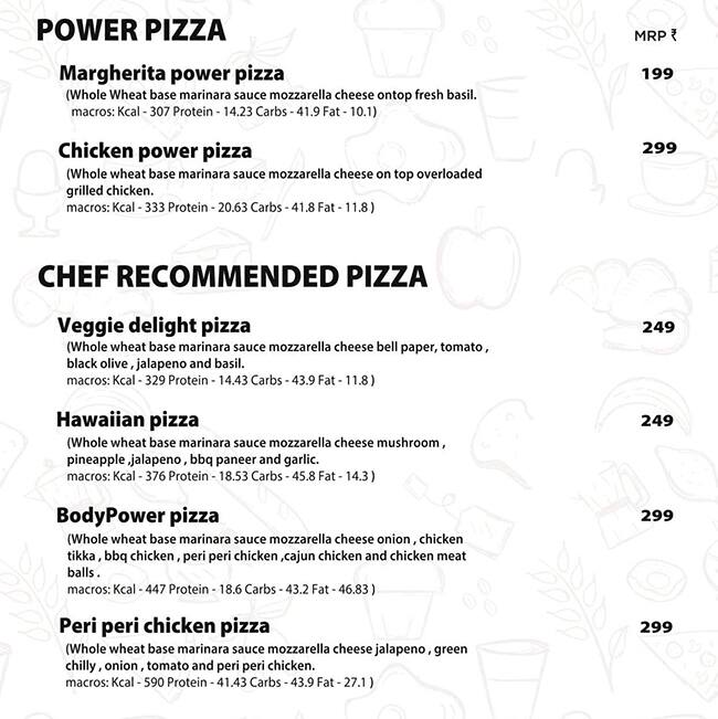 Body Power Cafe menu
