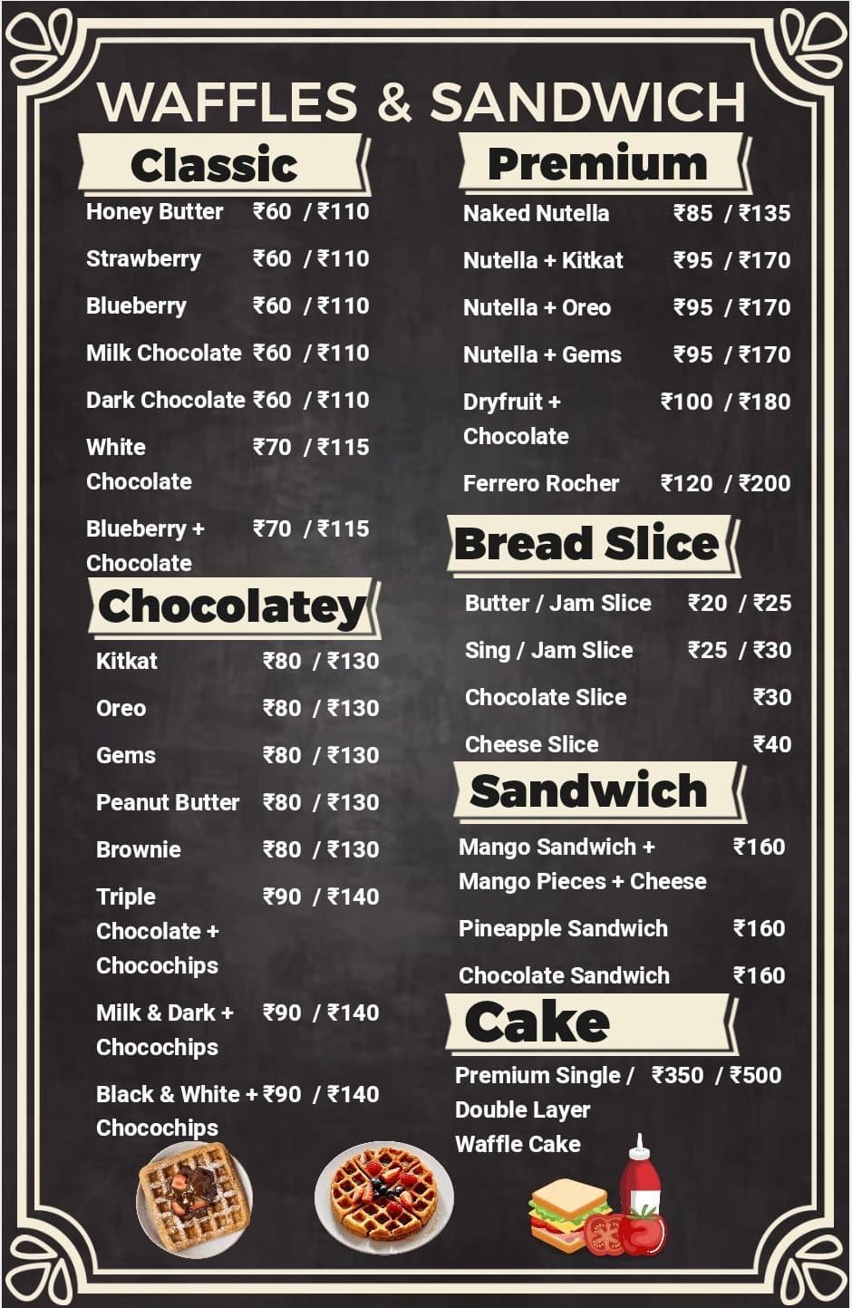 Menu of Waffle Carnival, SG Road, Gandhinagar