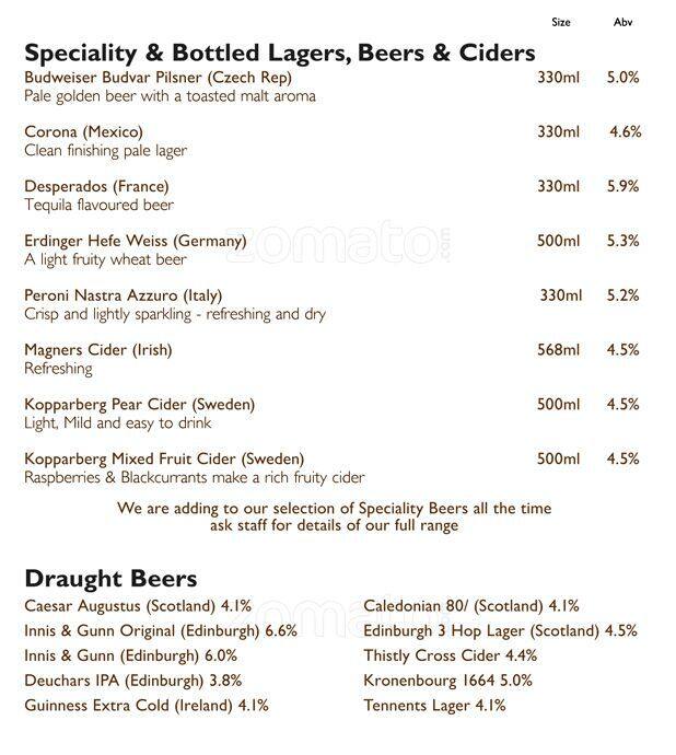 Menu at Whiski Bar & Restaurant, Edinburgh