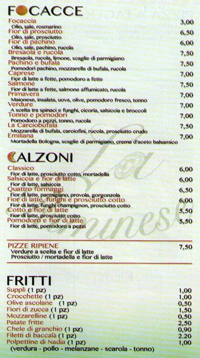 Menu di La Riminese 