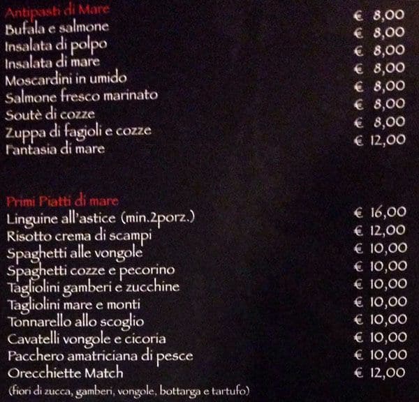 Menu di Match Pizzeria Bisteccheria 