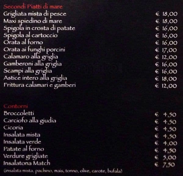 Menu di Match Pizzeria Bisteccheria 