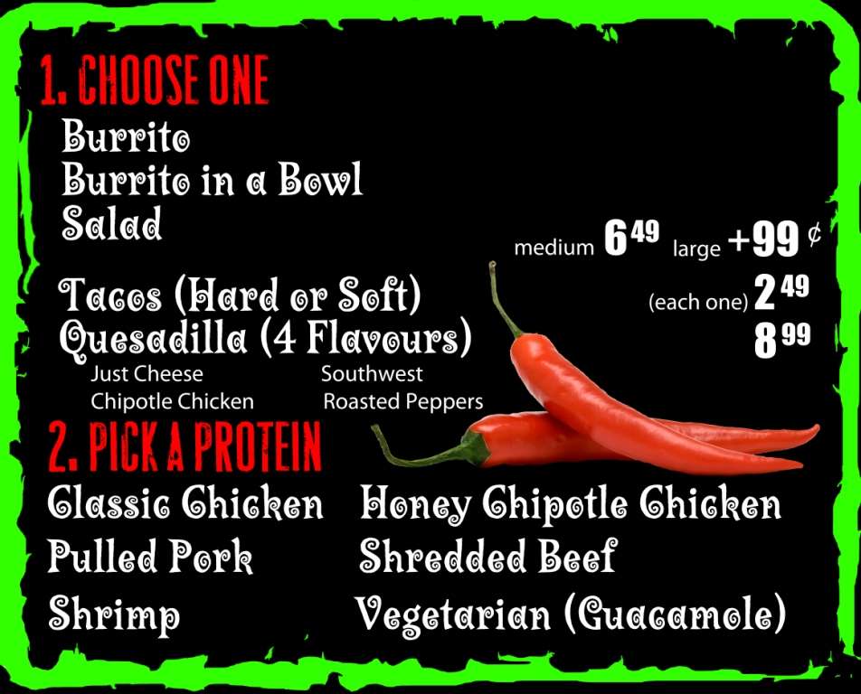 Burrito Libre Menu, Menu for Burrito Libre, University & Old Strathcona