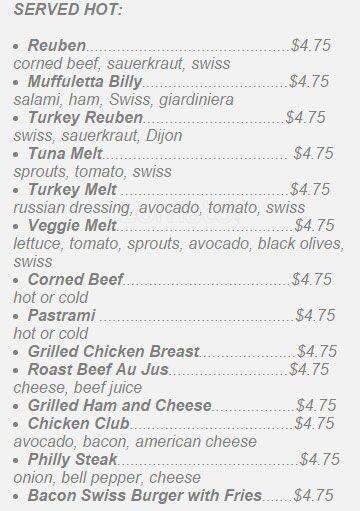 Nellie's menu