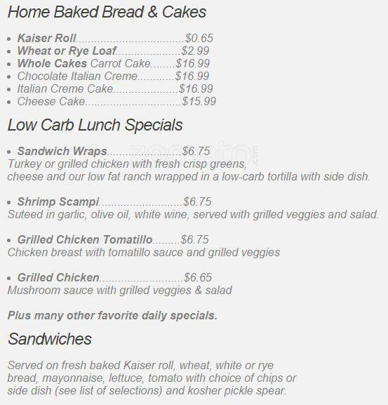 Nellie's menu
