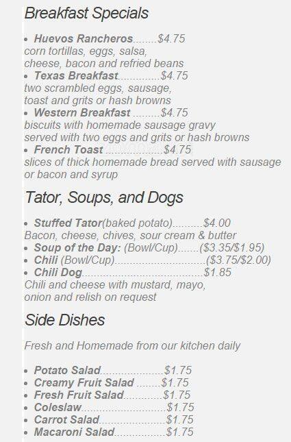 Nellie's menu