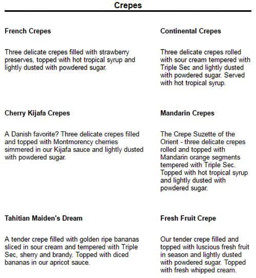 Menu at The Original Pancake House restaurant, Austin