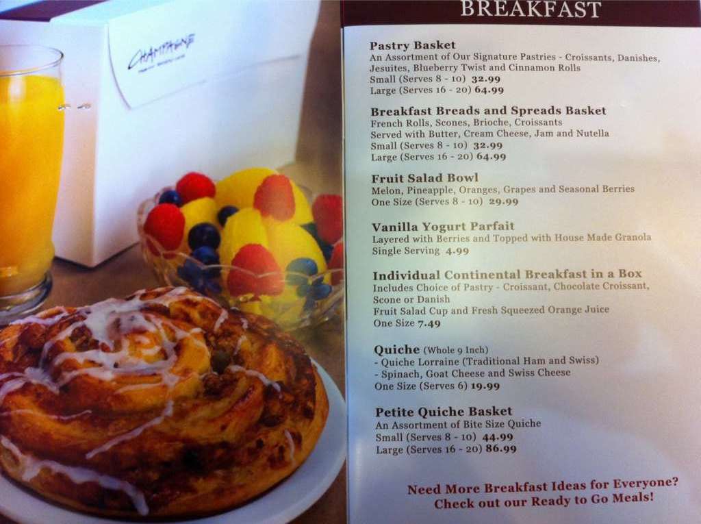 Champagne French Bakery Menu, Menu for Champagne French Bakery, Encinitas, San Diego