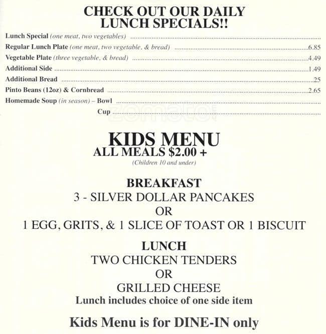 Menu at Firestone Grill restaurant, Gastonia