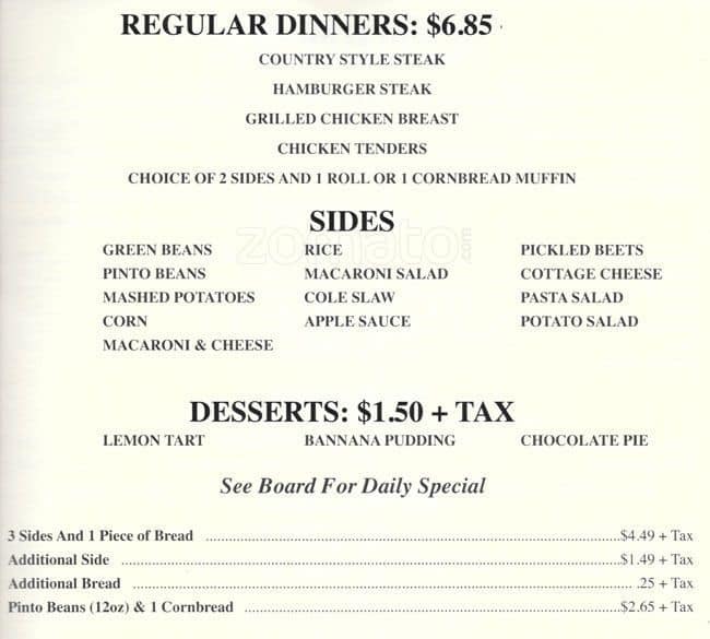 Menu at Firestone Grill restaurant, Gastonia
