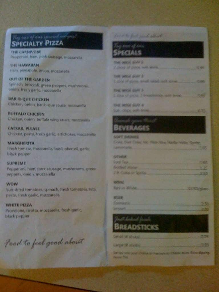 Menu at Wise Pies pizzeria, Terre Haute, 9 S 6th St