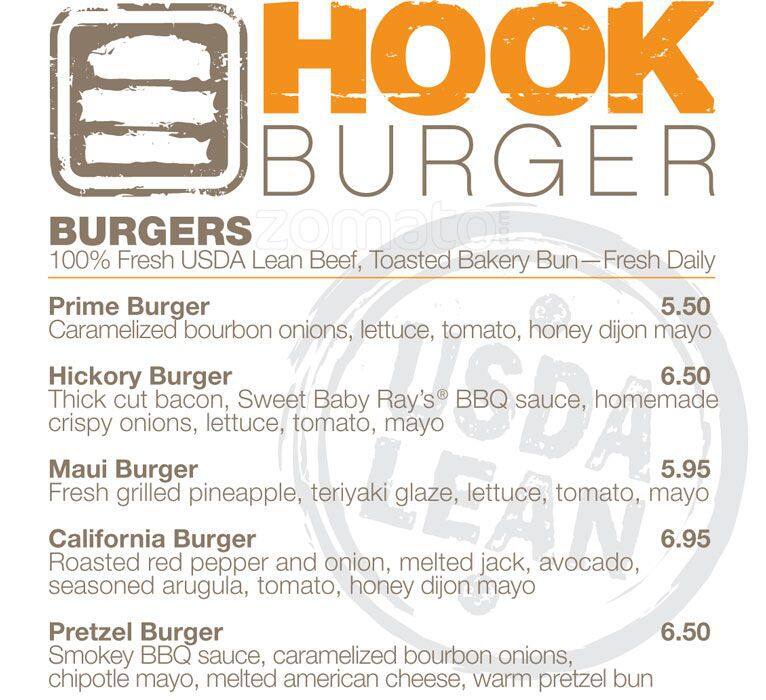 Hook Burger Menu, Menu for Hook Burger, Westlake Village, Westlake