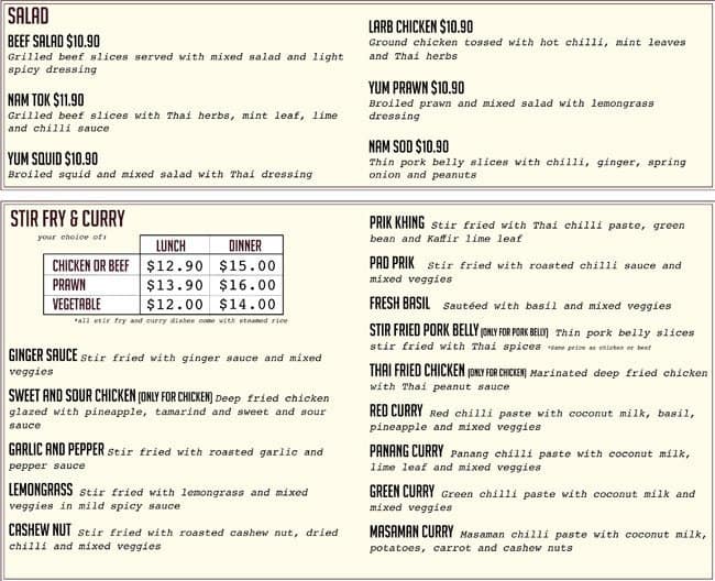 Menu at Wok & Ladle restaurant, Perth