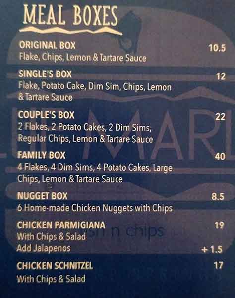 Menu at Blue Marlin Fish n Chips restaurant, Caroline Springs, 13/15