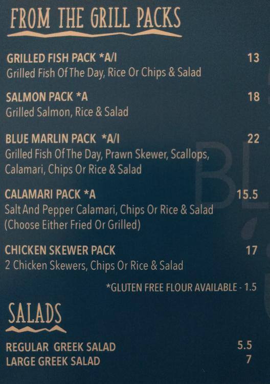 Menu at Blue Marlin Fish n Chips restaurant, Caroline Springs, 13/15