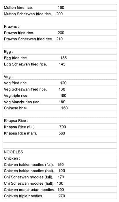 MUMBRA RESTAURANT menu