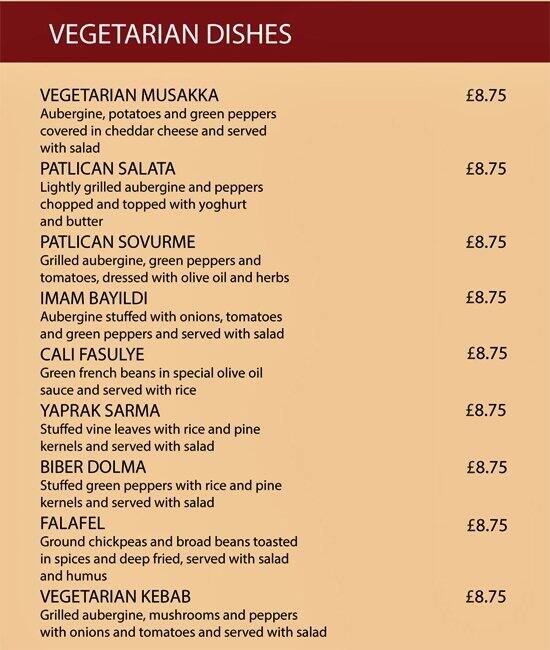 Menu at Likya restaurant, London, 6870 Golders Green Rd